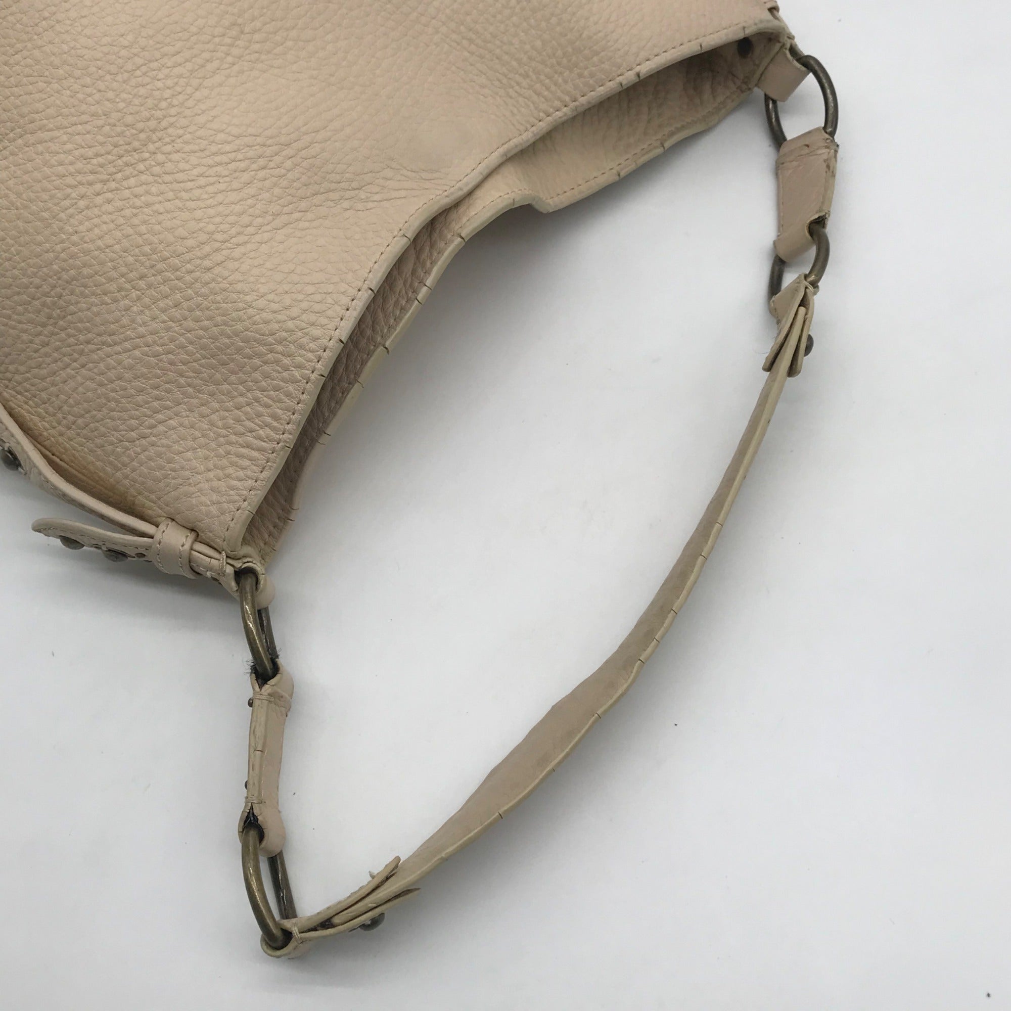 Cole Haan Cream Leather Studded Hobo Bag