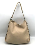 Cole Haan Cream Leather Studded Hobo Bag