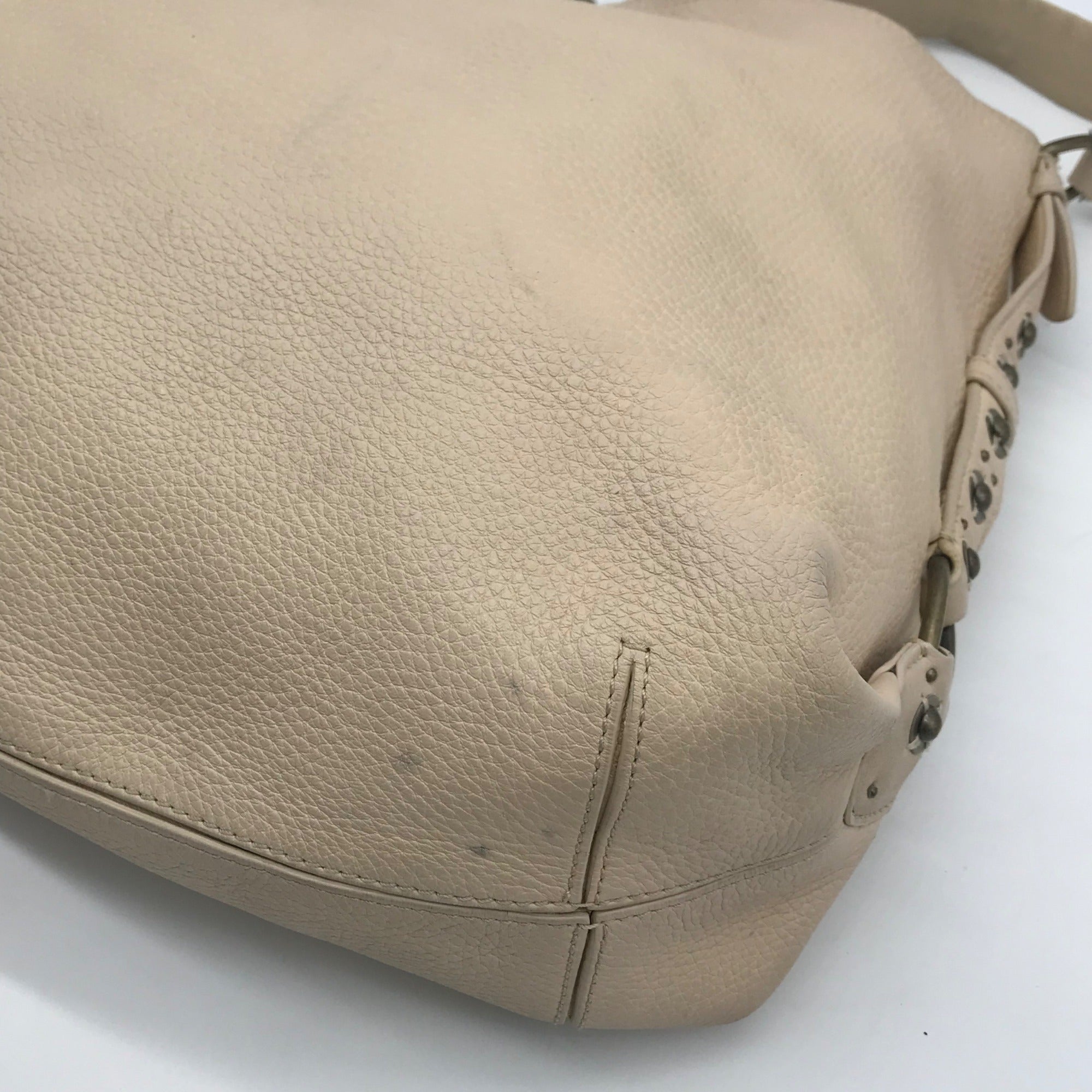 Cole Haan Cream Leather Studded Hobo Bag