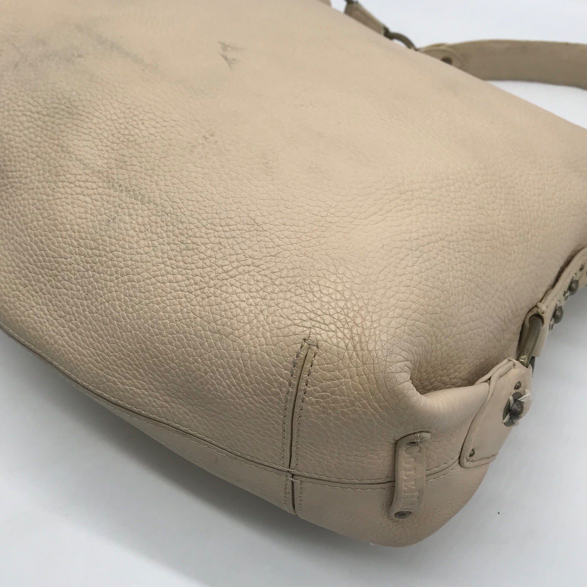 Cole Haan Cream Leather Studded Hobo Bag