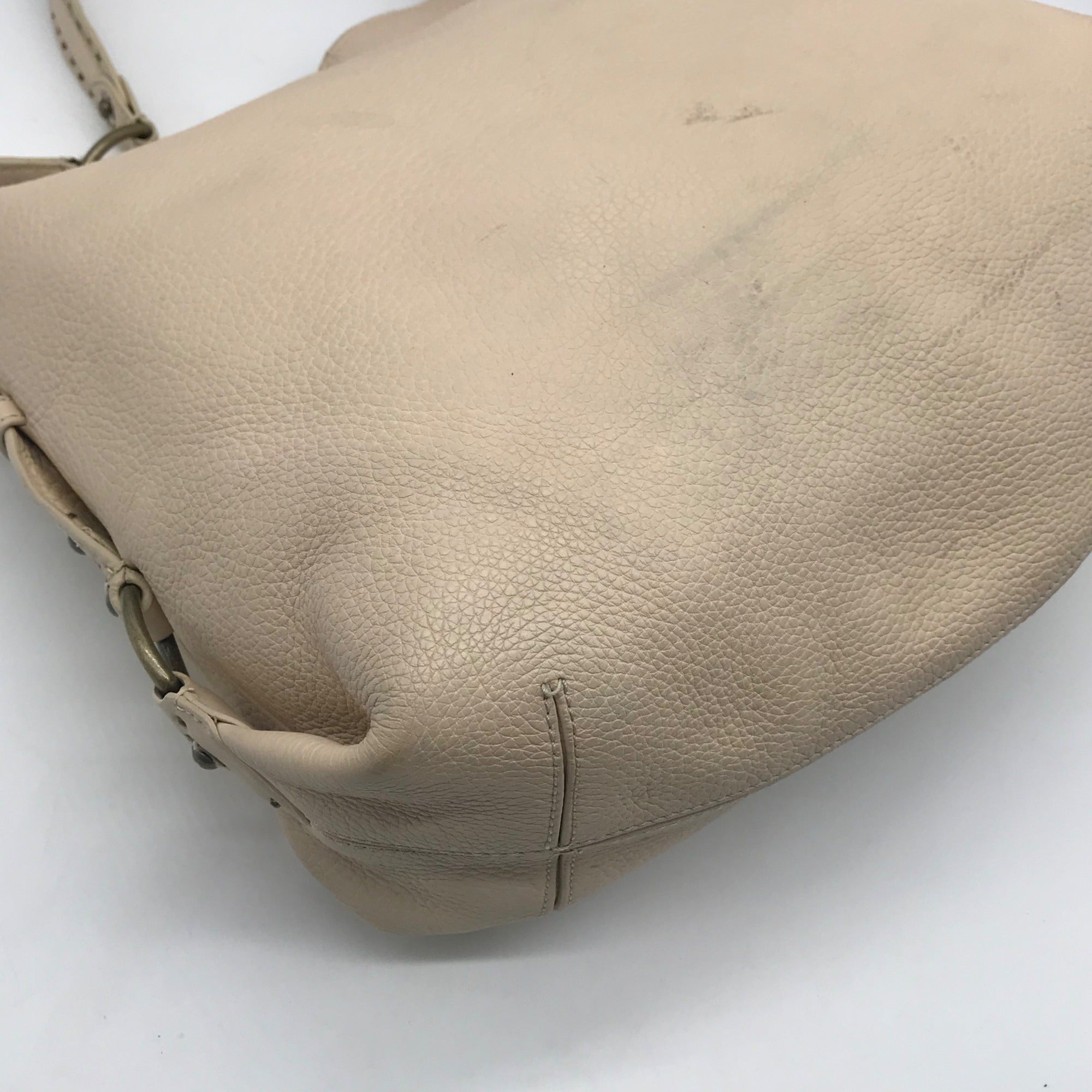 Cole Haan Cream Leather Studded Hobo Bag