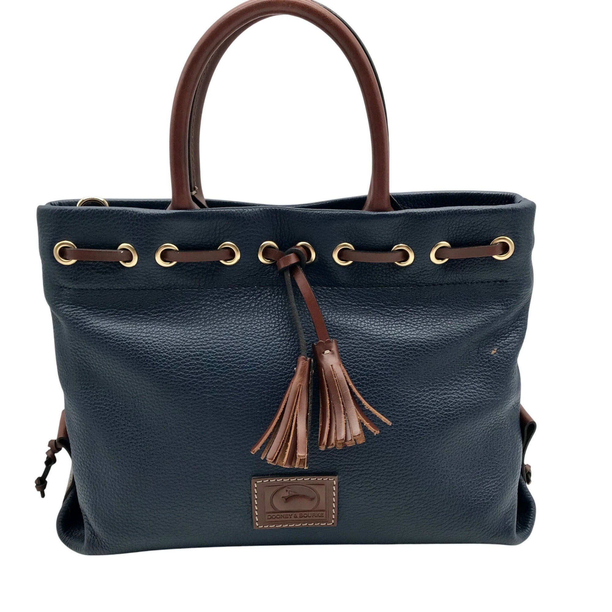 Dooney &amp; Bourke Dark Blue Pebble Grain Tassel Tote