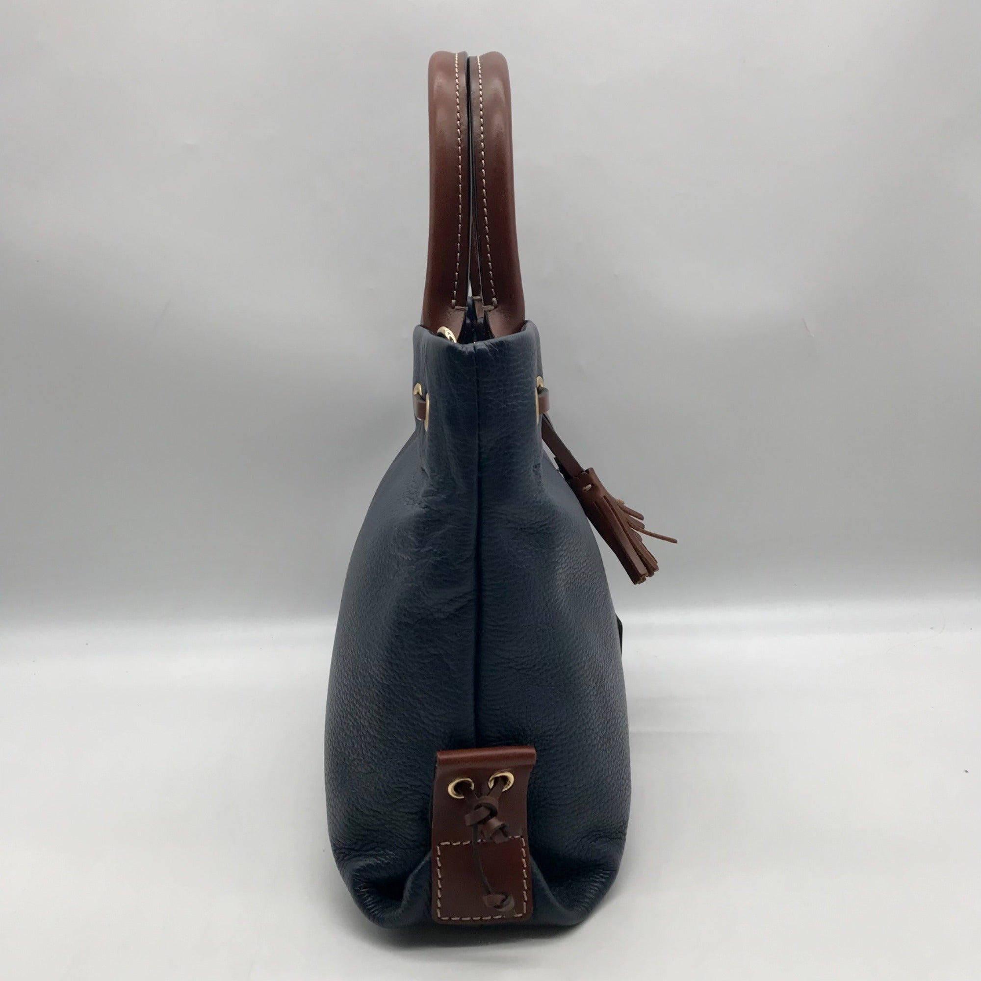 Dooney &amp; Bourke Dark Blue Pebble Grain Tassel Tote