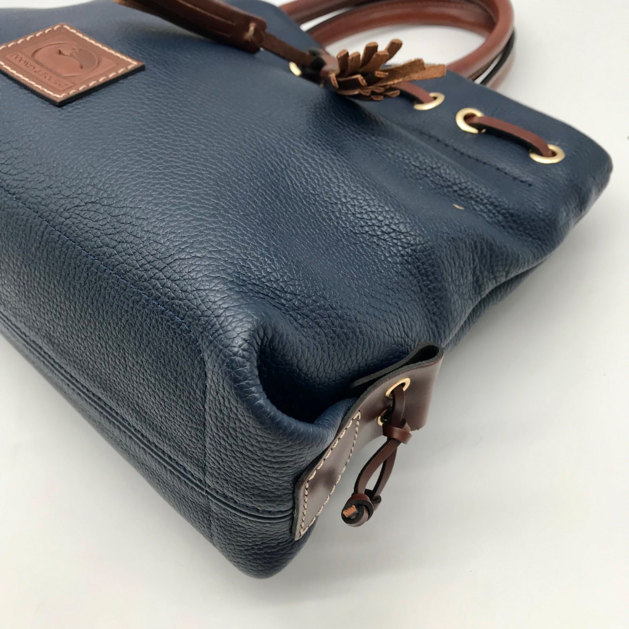 Dooney &amp; Bourke Dark Blue Pebble Grain Tassel Tote