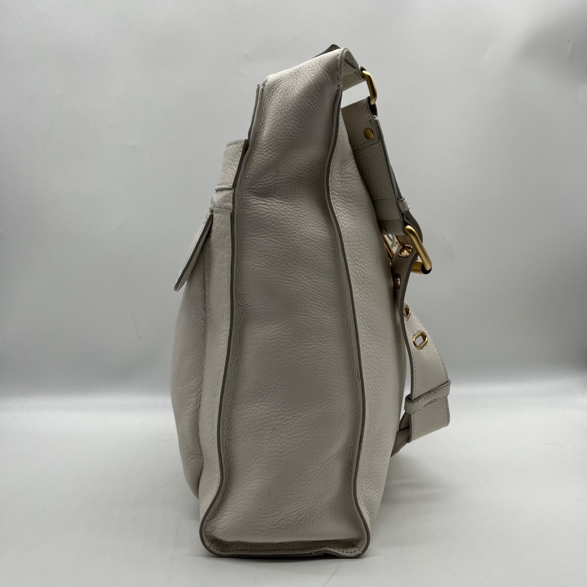 Diane Von Furstenburg White Pebbled Leather Crossbody Bag