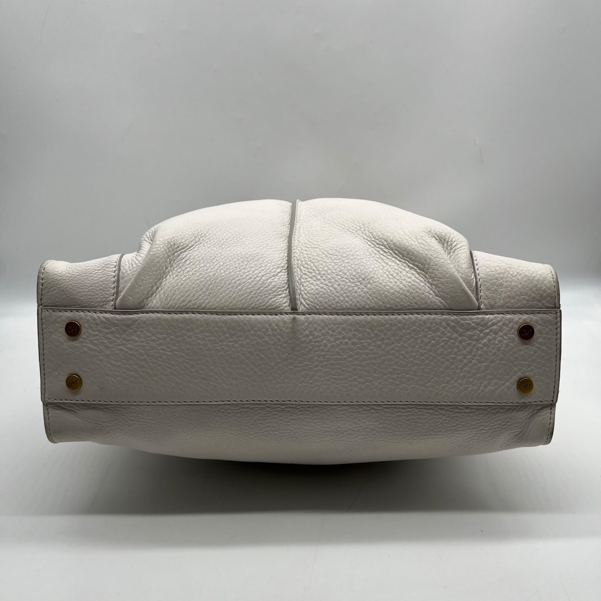 Diane Von Furstenburg White Pebbled Leather Crossbody Bag