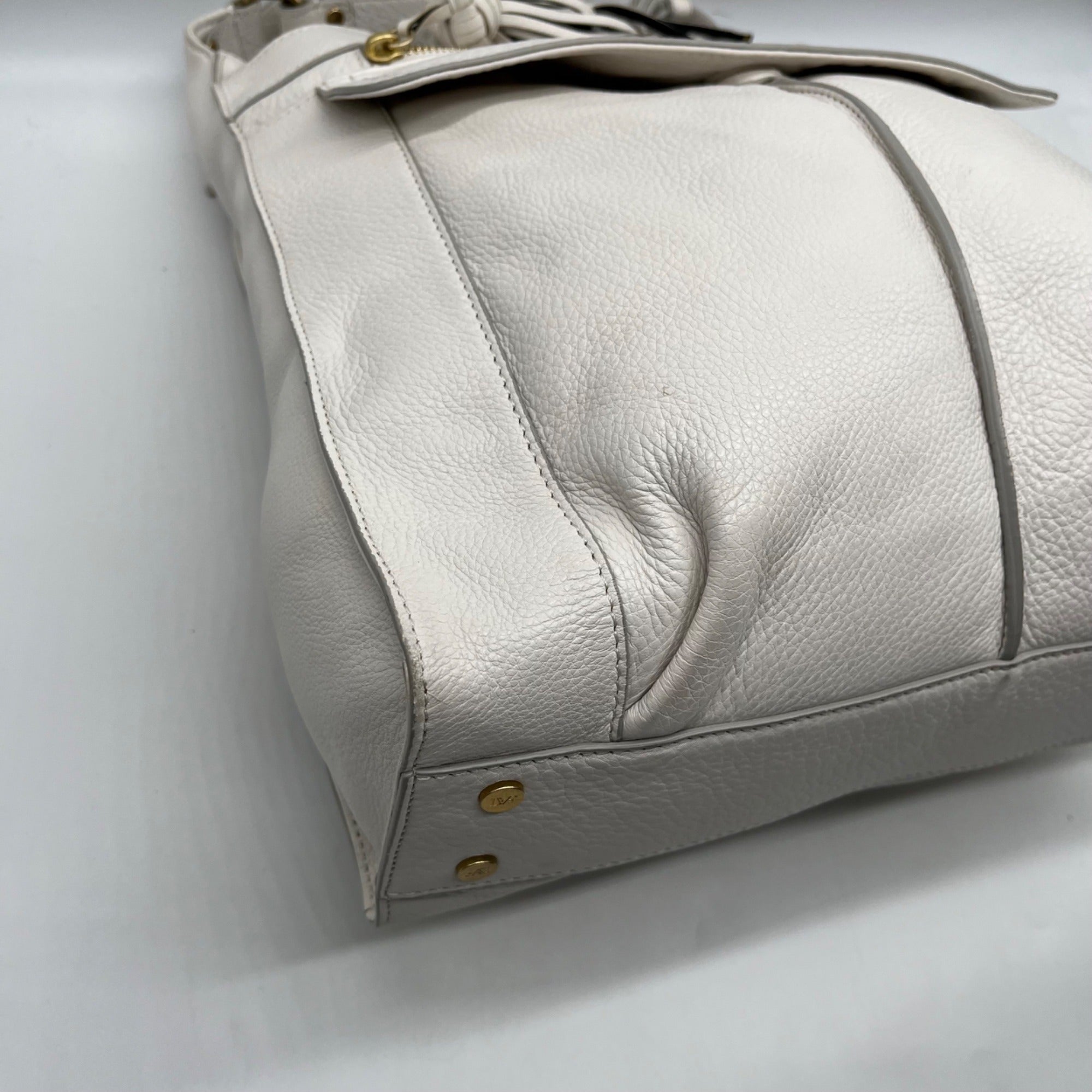 Diane Von Furstenburg White Pebbled Leather Crossbody Bag
