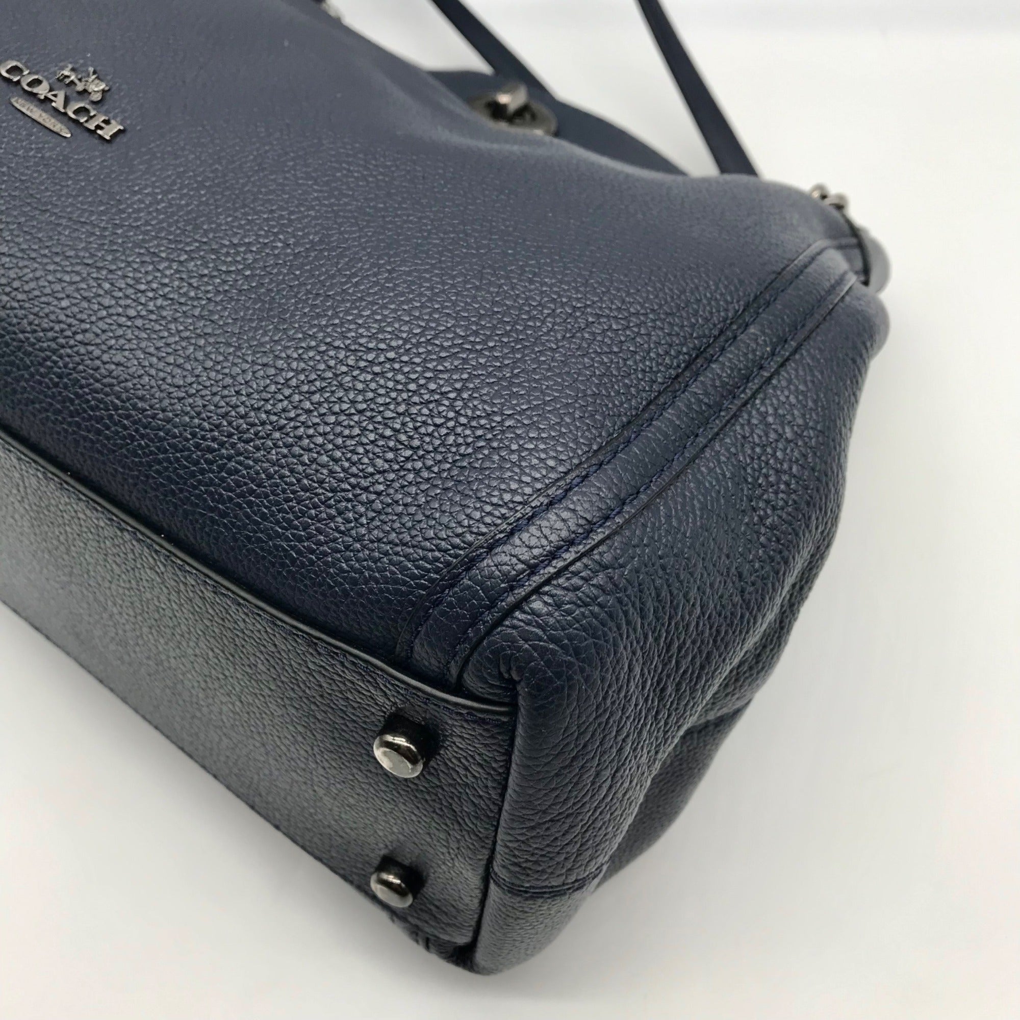 Coach Dark Blue Pebbled Leather Edie Turn-lock Shoulder Bag 36855
