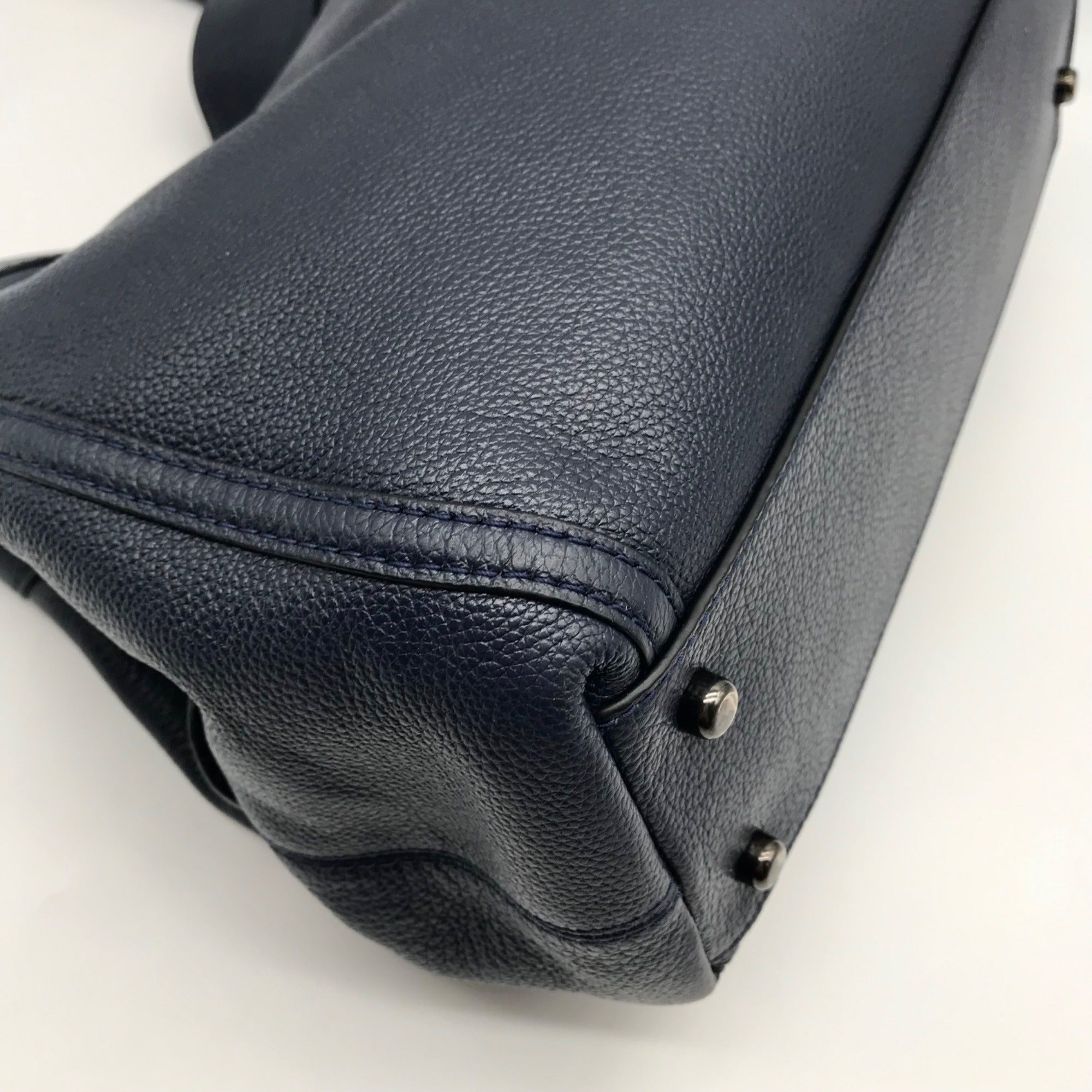 Coach Dark Blue Pebbled Leather Edie Turn-lock Shoulder Bag 36855