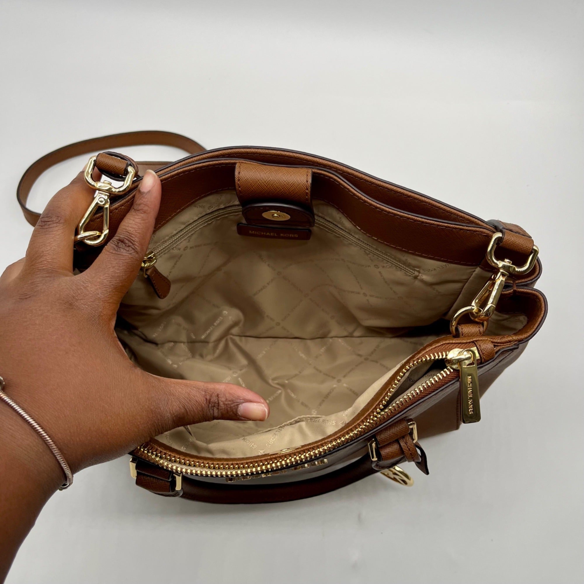 Michael Kors Brown Saffiano Leather Savannah Tote Bag