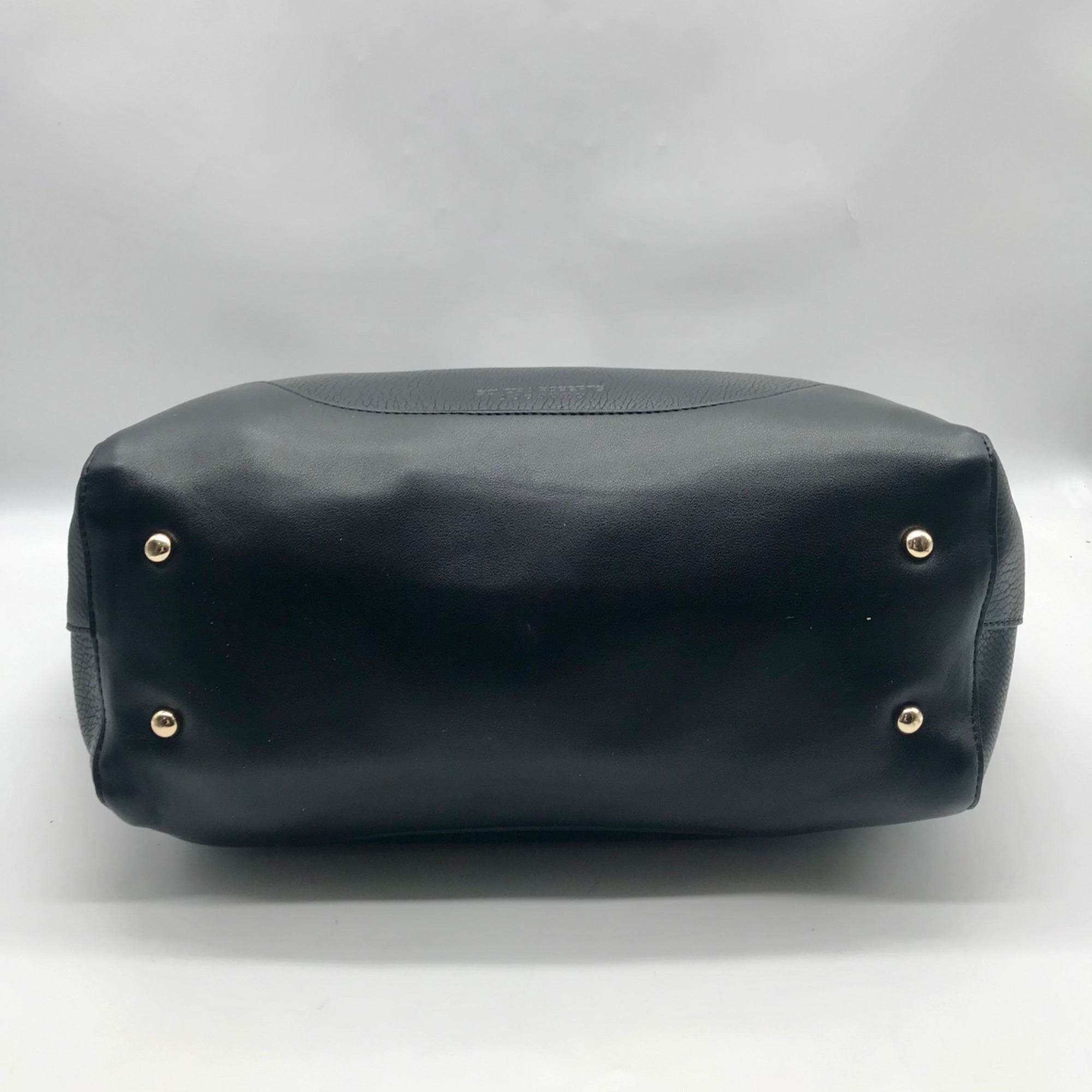 Sondra Roberts Black Leather Squared Tote Bag