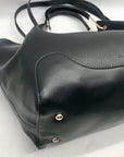 Sondra Roberts Black Leather Squared Tote Bag