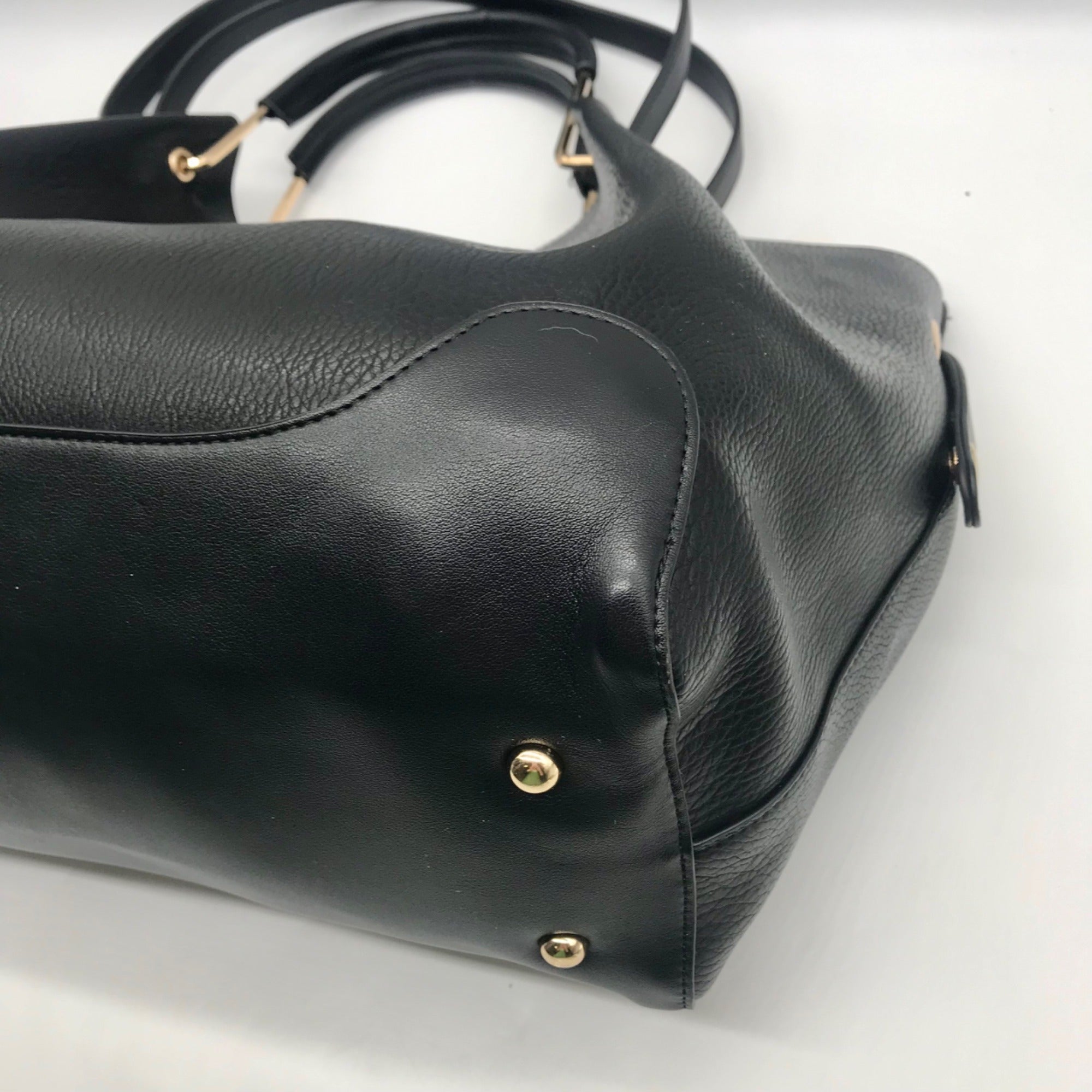 Sondra Roberts Black Leather Squared Tote Bag