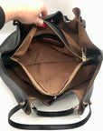 Sondra Roberts Black Leather Squared Tote Bag