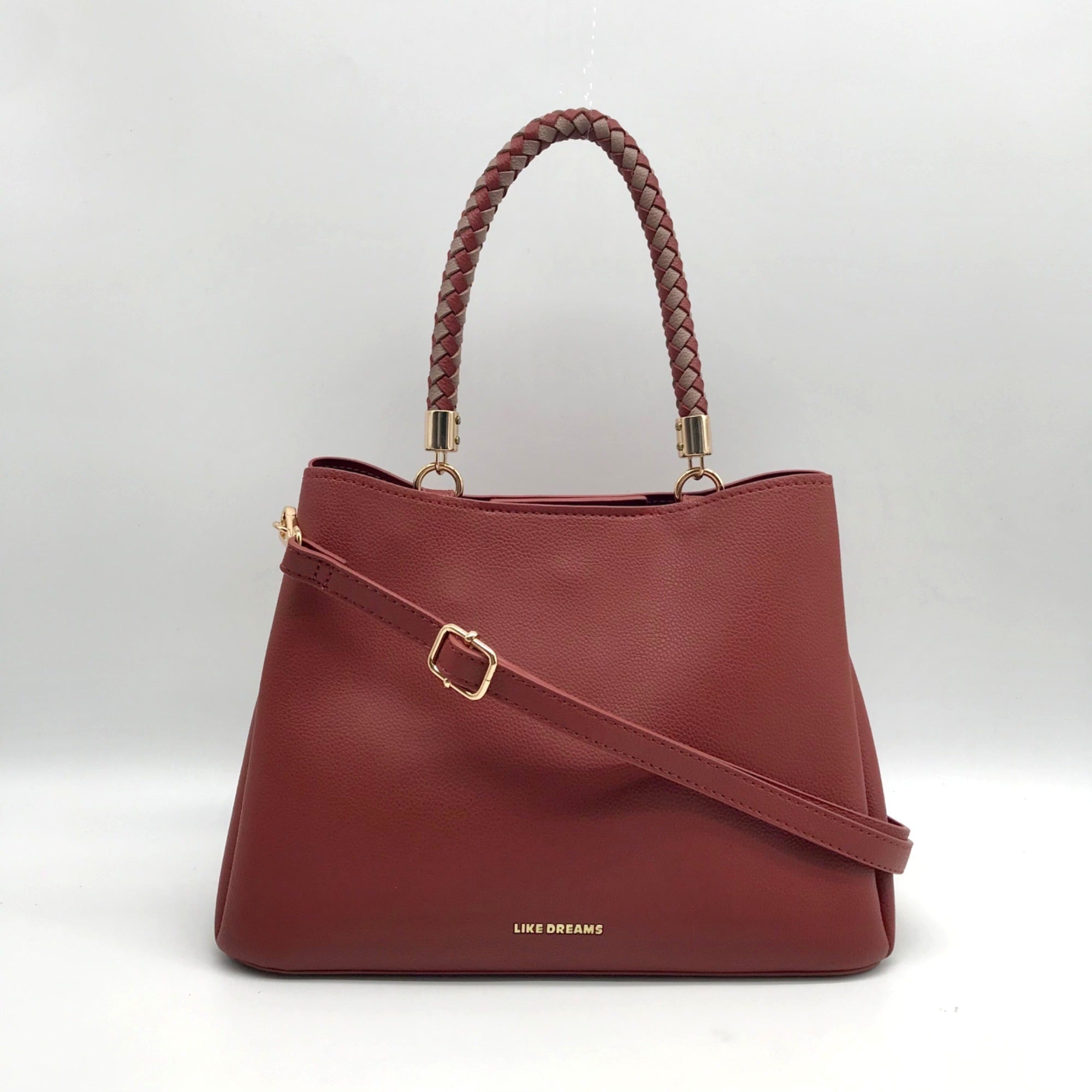 Like Dreams Red Faux Leather Yara Top Handle Crossbody Bag