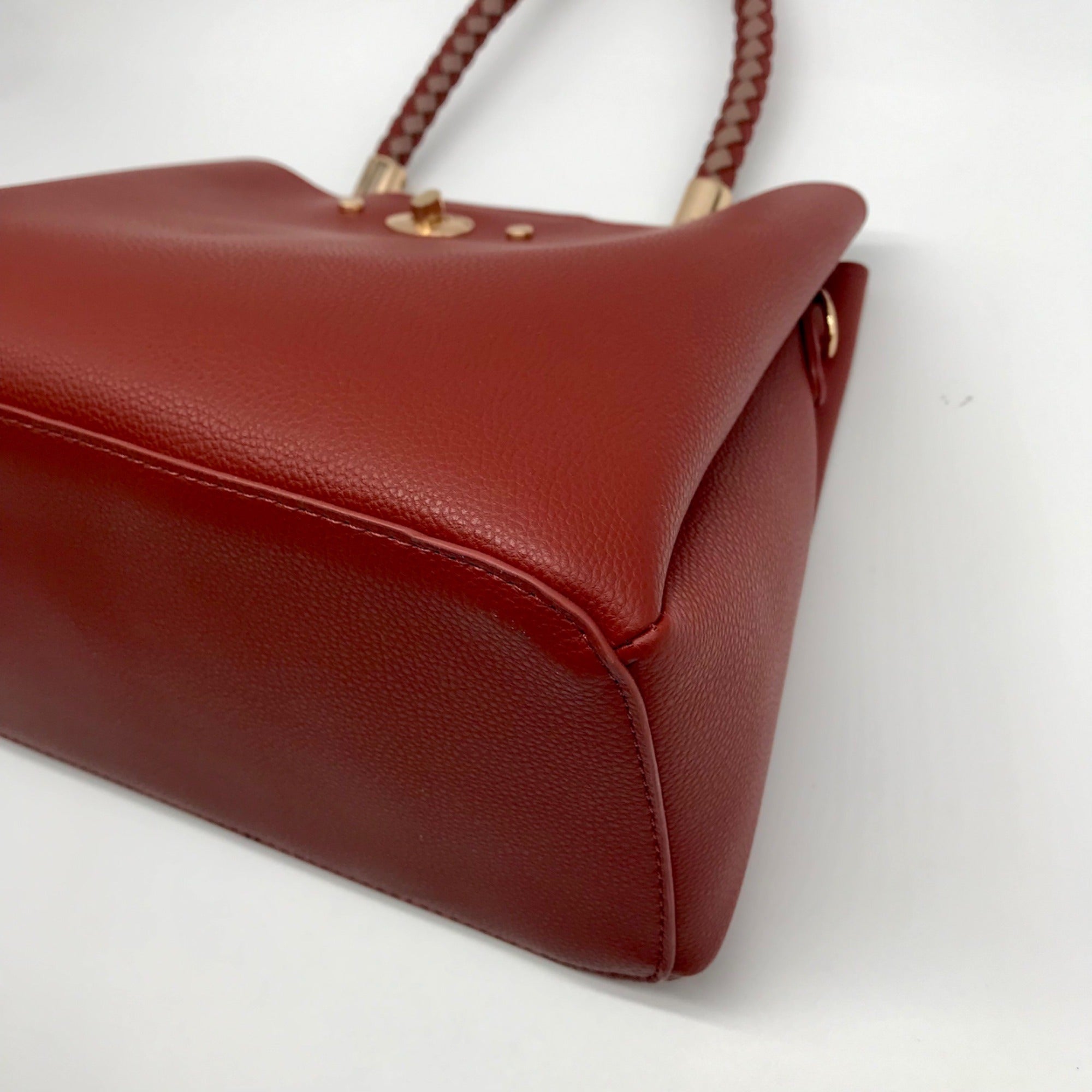 Like Dreams Red Faux Leather Yara Top Handle Crossbody Bag