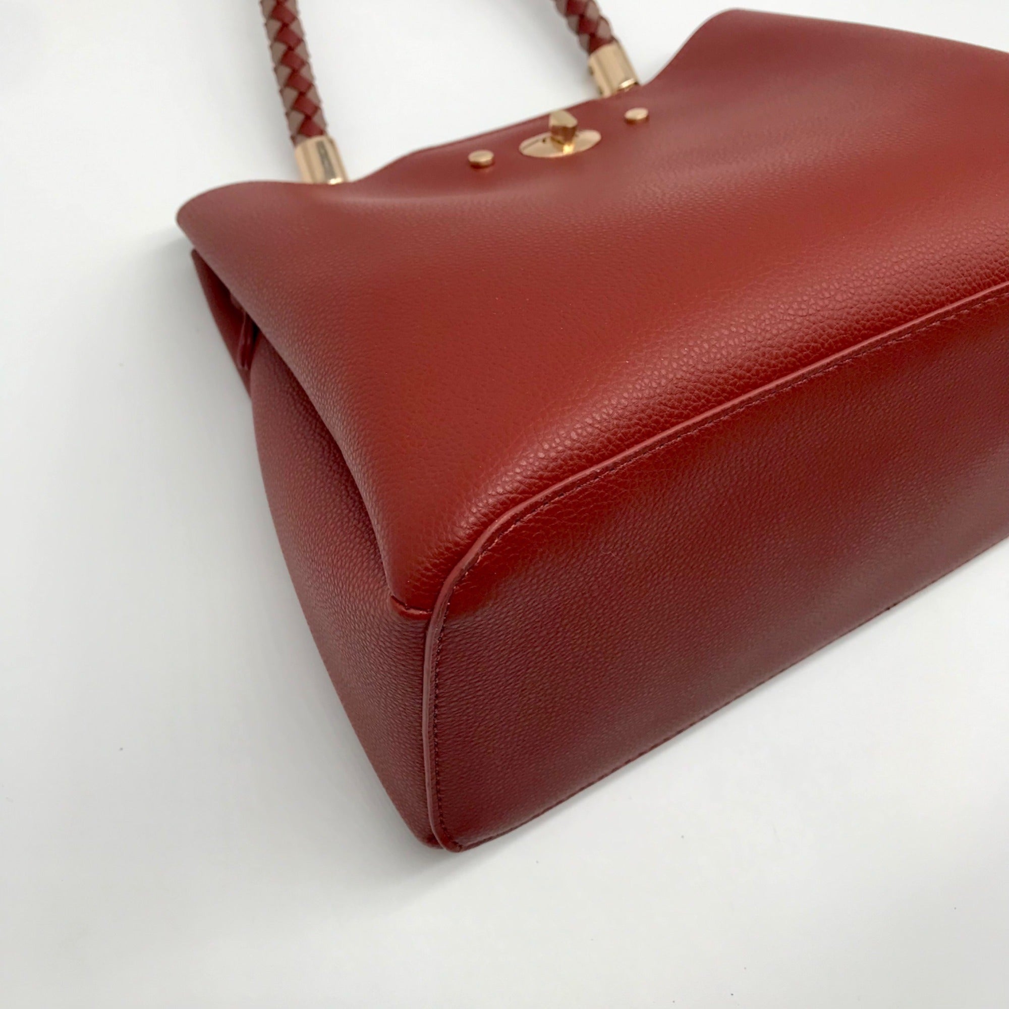 Like Dreams Red Faux Leather Yara Top Handle Crossbody Bag