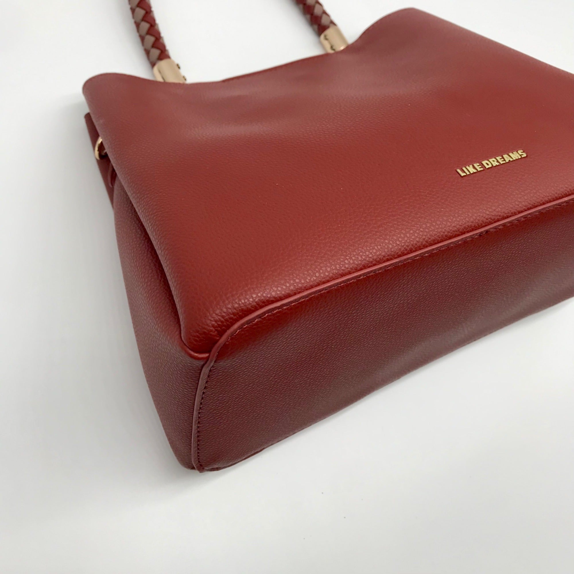 Like Dreams Red Faux Leather Yara Top Handle Crossbody Bag