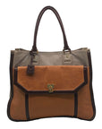 Tory Burch XL Cognac Colorblock Leather Tote Bag