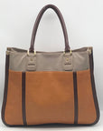 Tory Burch XL Cognac Colorblock Leather Tote Bag