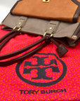 Tory Burch XL Cognac Colorblock Leather Tote Bag