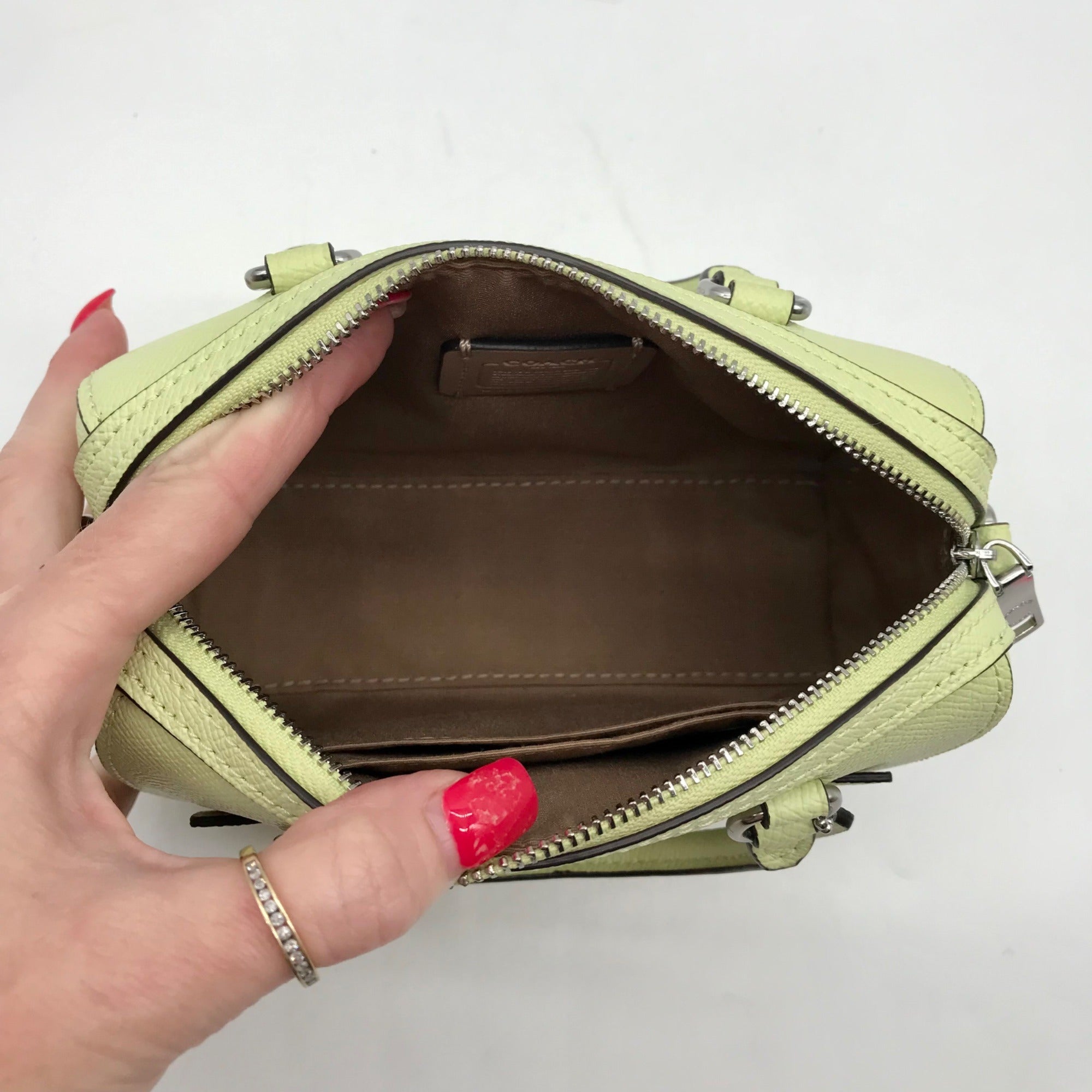 Coach Lime Green Leather Mini Rowan Crossbody Bag C9950