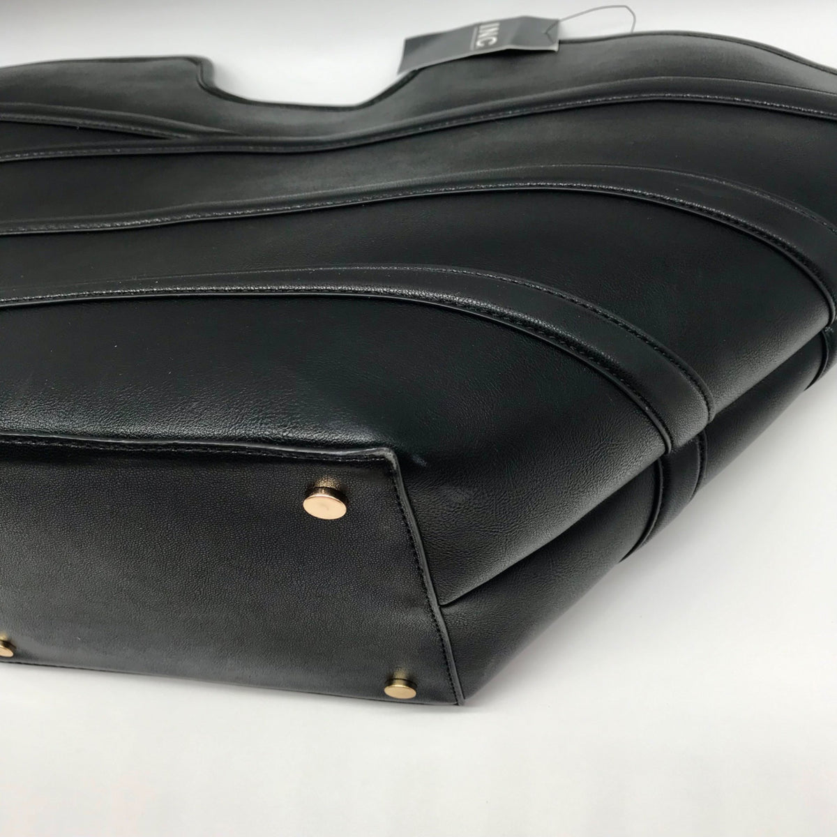 I.N.C. International Concepts Black Faux Leather Zavaa Medium Tote Bag
