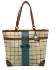 Coach Heritage Blue Stripe Tattersall Coated Canvas Tote 12557