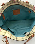 Coach Heritage Blue Stripe Tattersall Coated Canvas Tote 12557