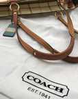 Coach Heritage Blue Stripe Tattersall Coated Canvas Tote 12557