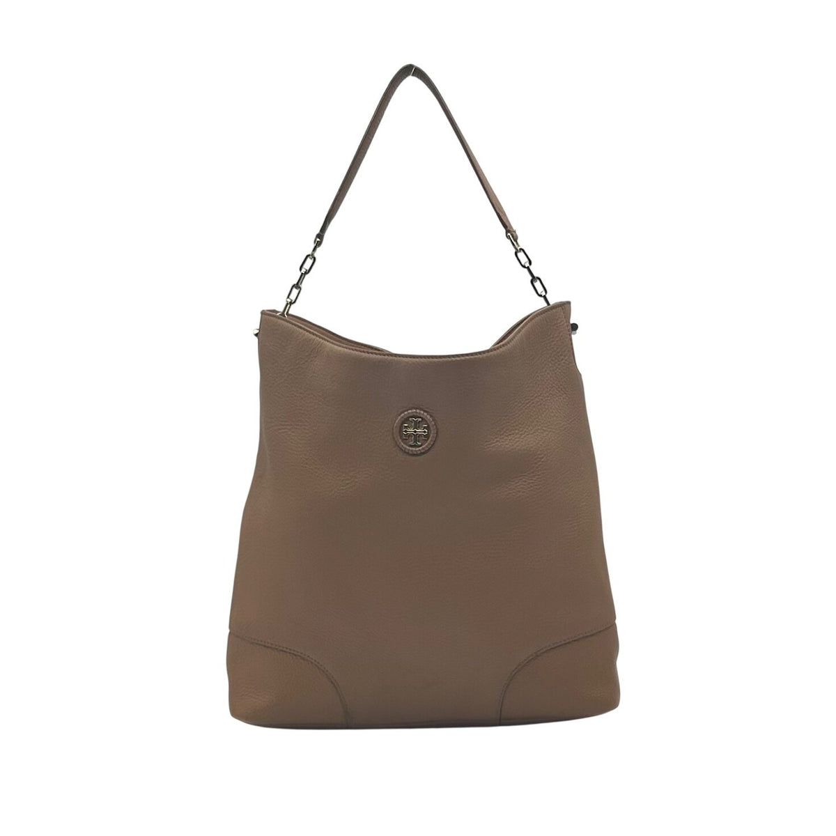 Tory Burch Brown Pebbled Leather Hobo Bag