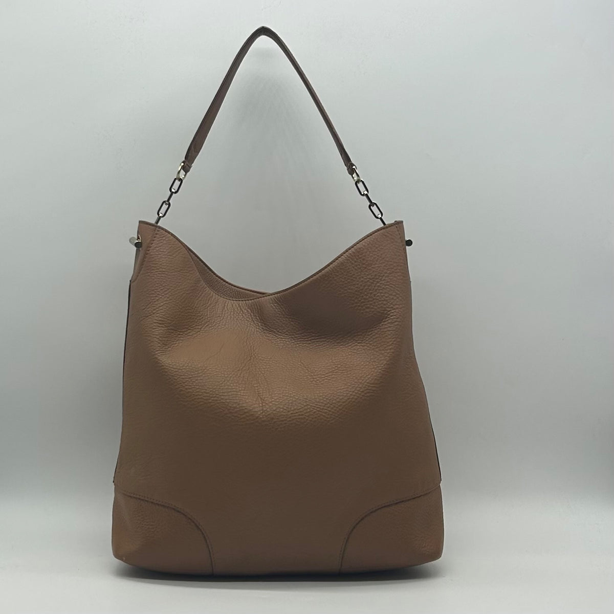 Tory Burch Brown Pebbled Leather Hobo Bag