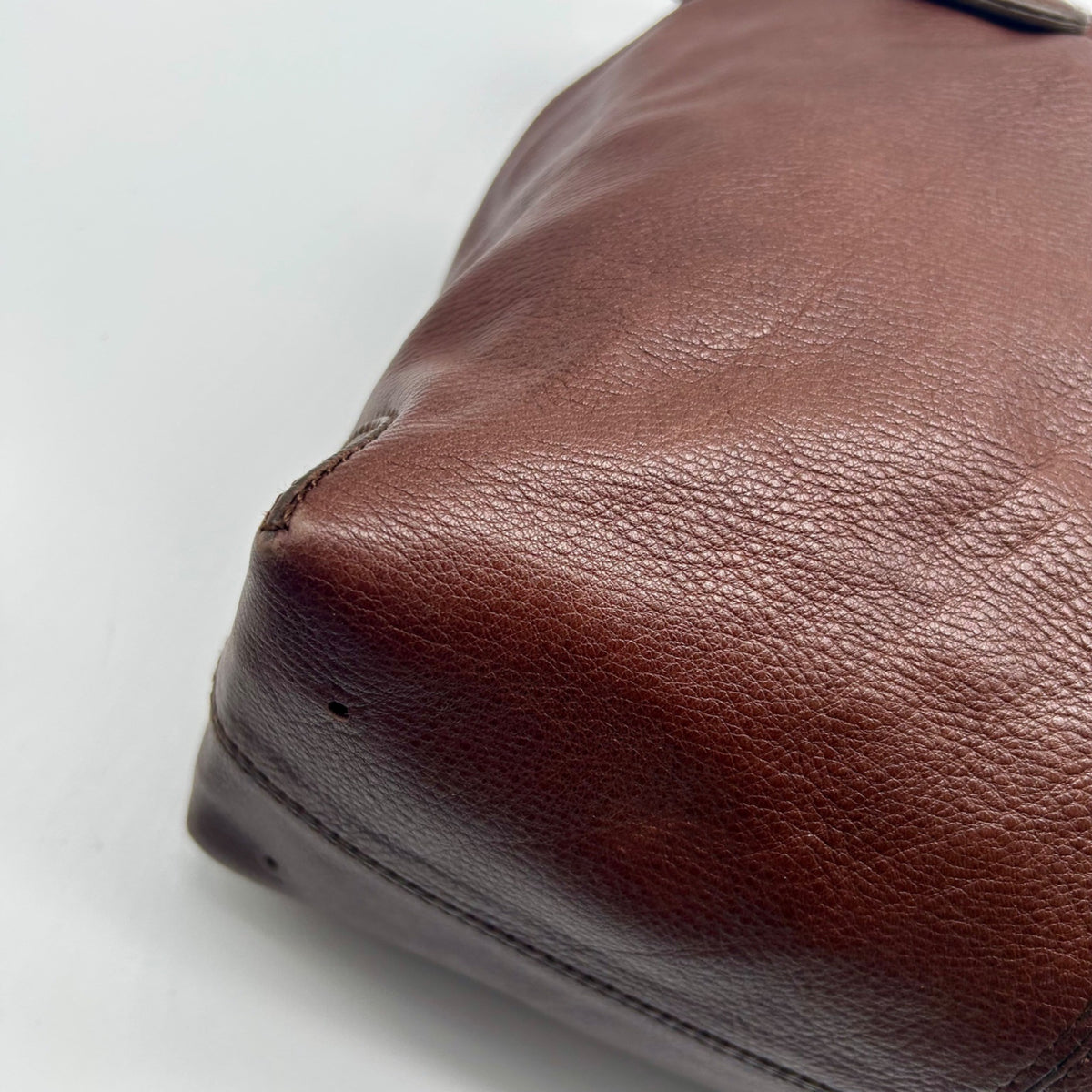 Todd's Brown Leather D-Bag Satchel