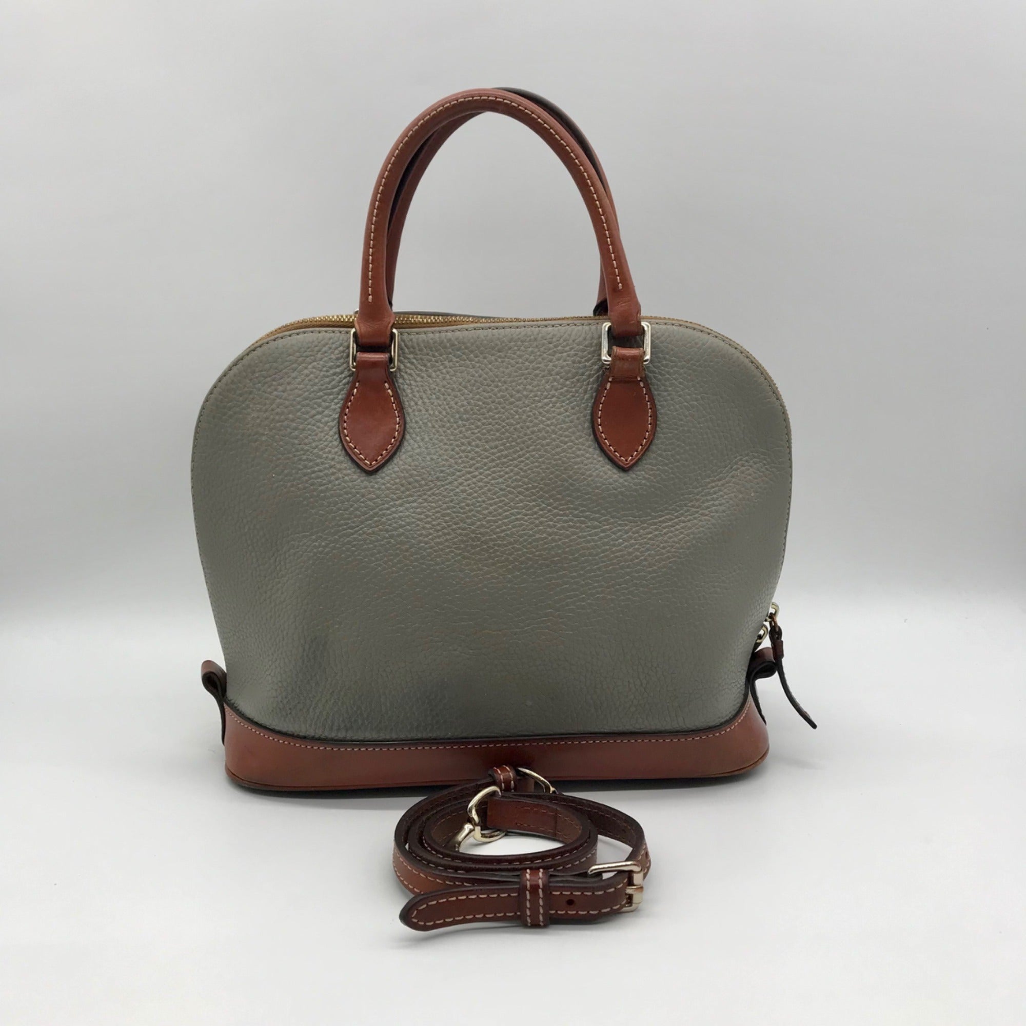Dooney &amp; Bourke Grey Pebble Grain Zip Zap Satchel Bag