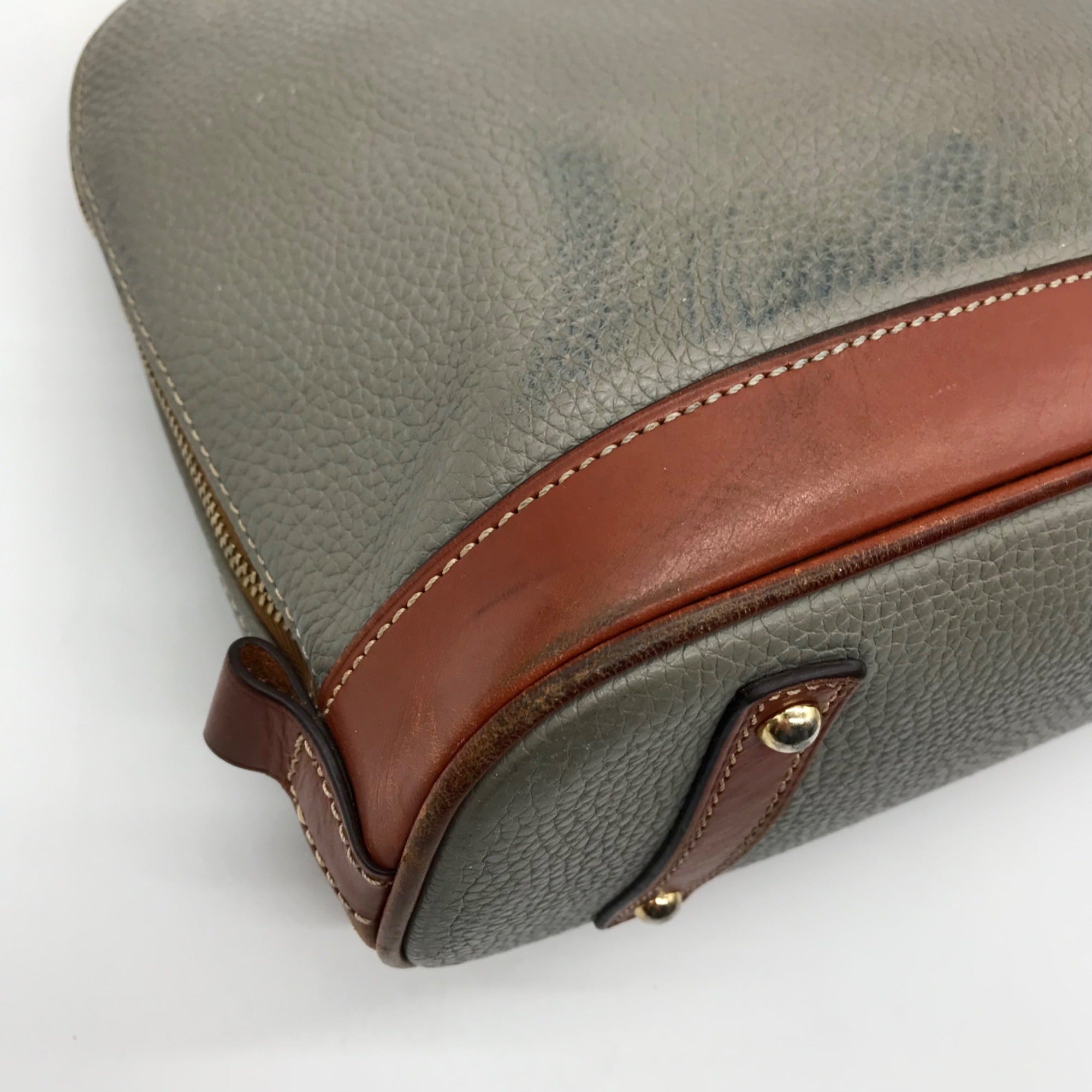 Dooney &amp; Bourke Grey Pebble Grain Zip Zap Satchel Bag