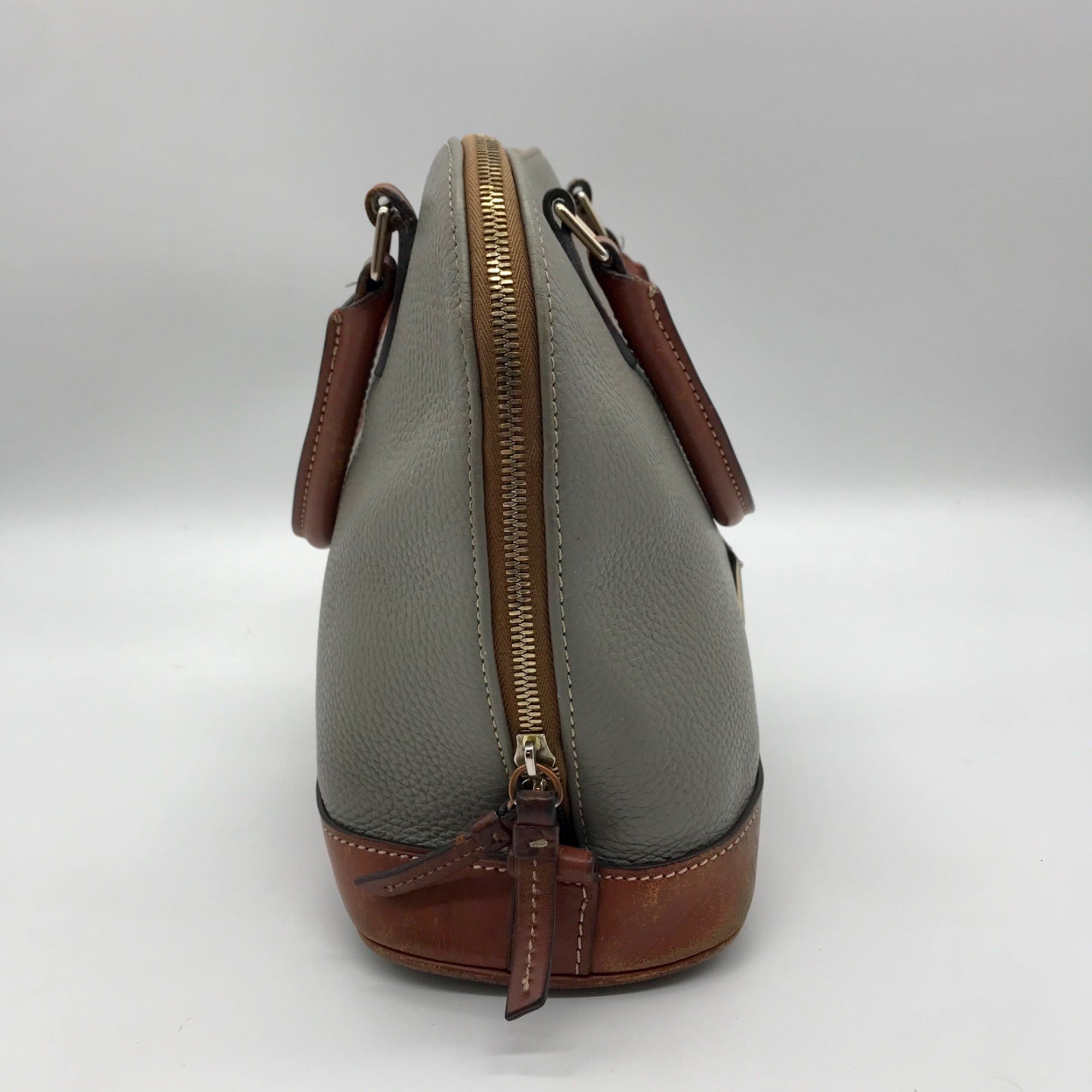 Dooney &amp; Bourke Grey Pebble Grain Zip Zap Satchel Bag