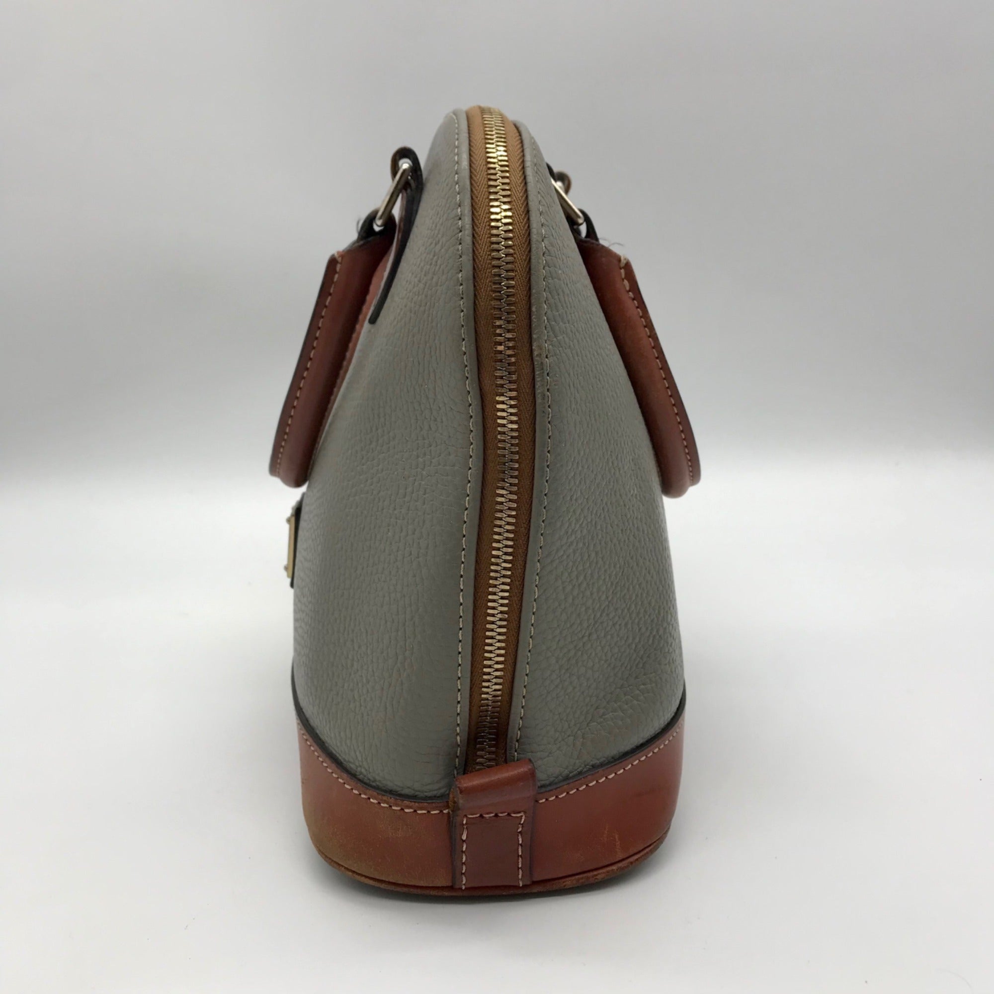 Dooney &amp; Bourke Grey Pebble Grain Zip Zap Satchel Bag