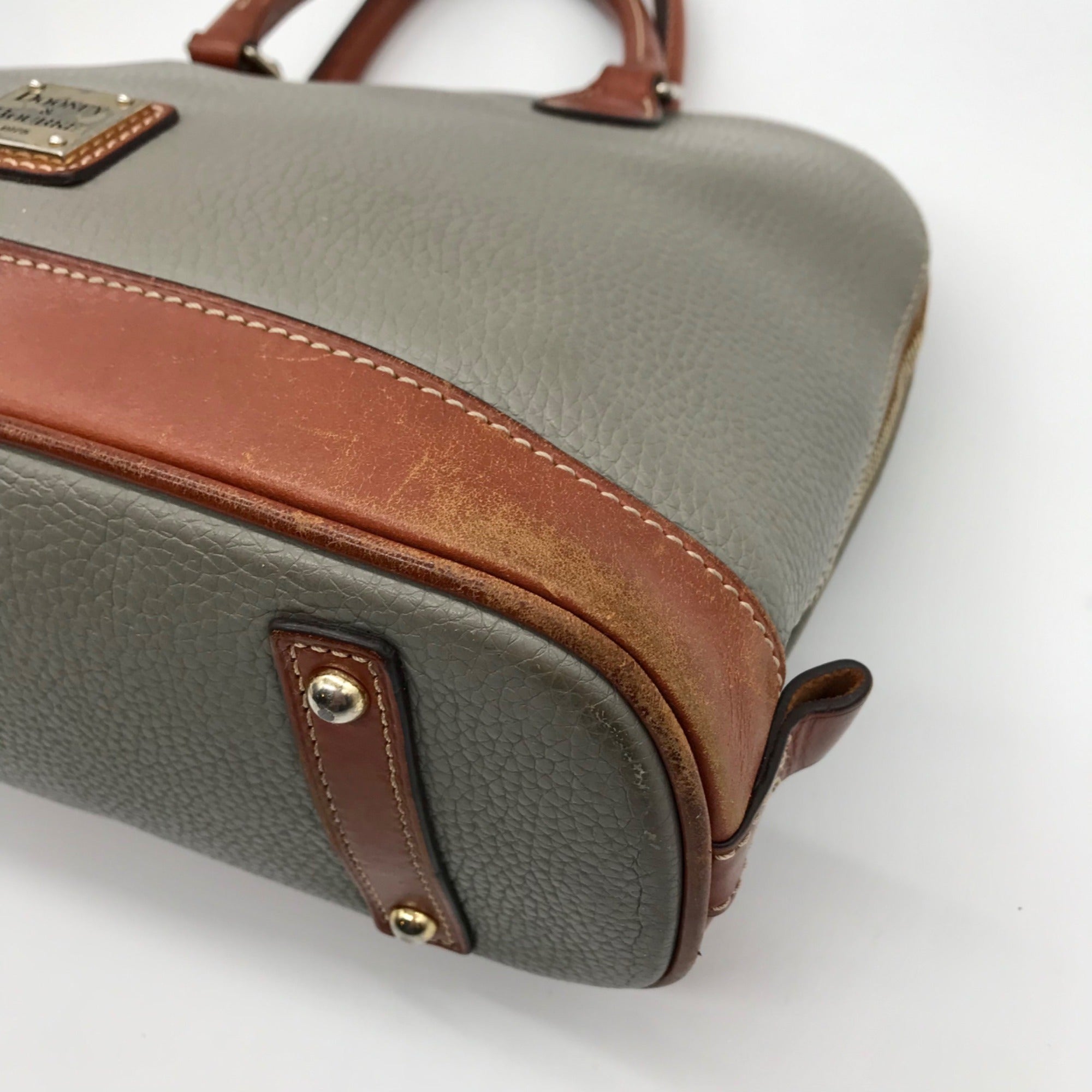 Dooney &amp; Bourke Grey Pebble Grain Zip Zap Satchel Bag