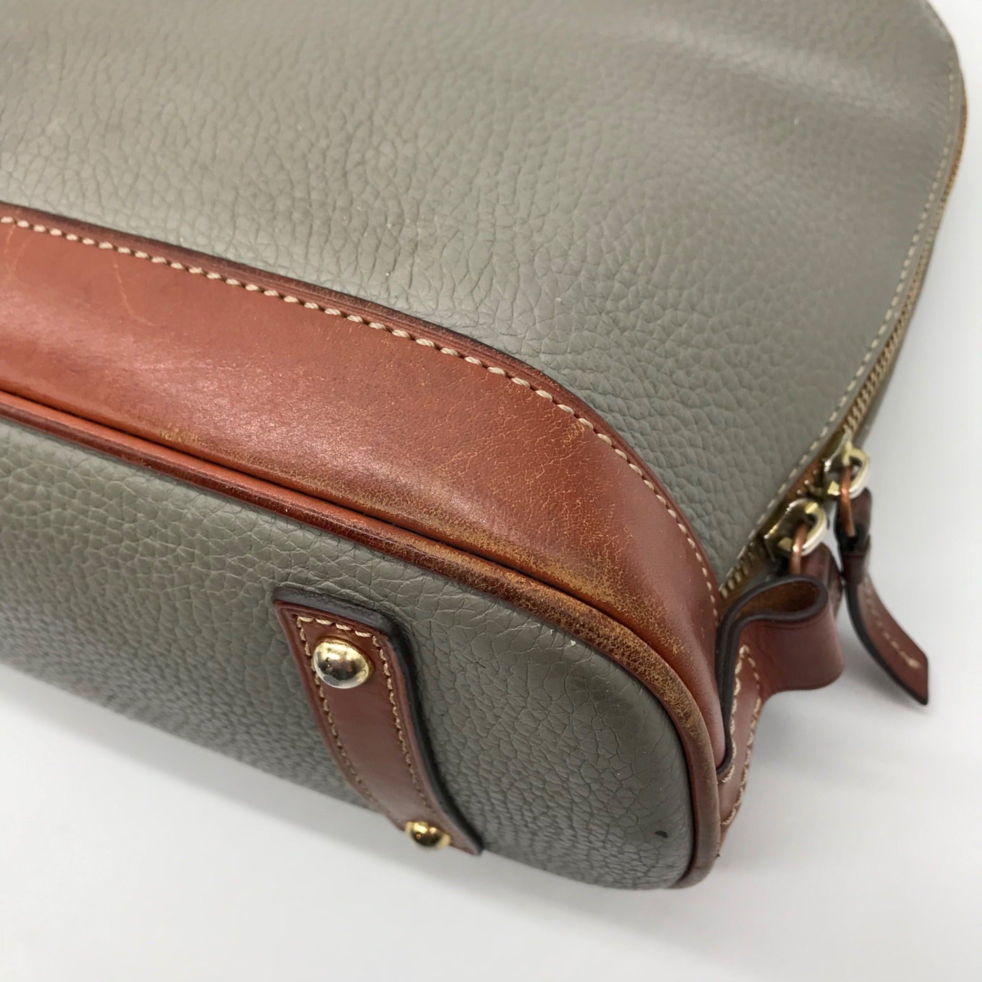 Dooney &amp; Bourke Grey Pebble Grain Zip Zap Satchel Bag