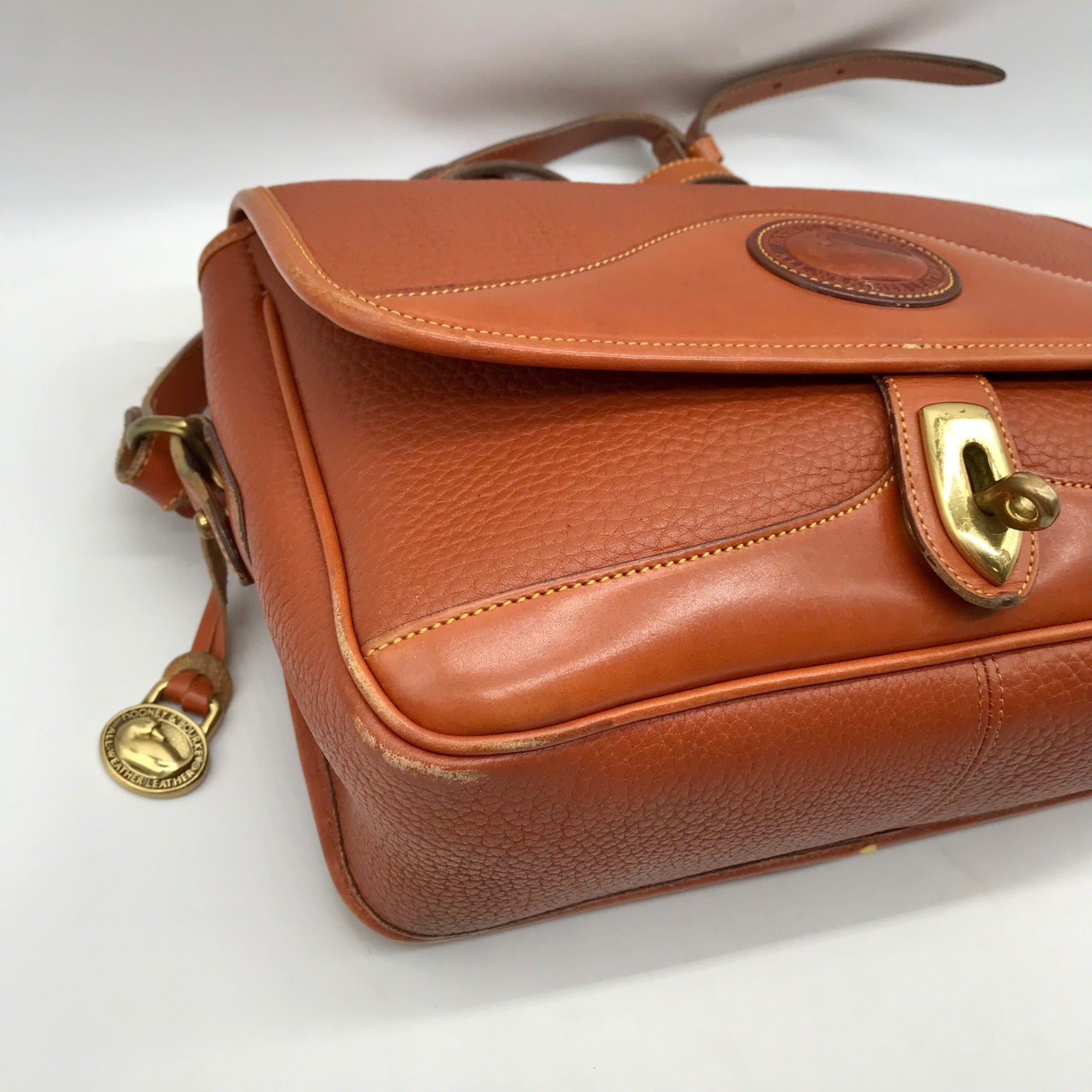 Dooney &amp; Bourke Peanut Brown Pebbled Grain Leather Carrier Crossbody
