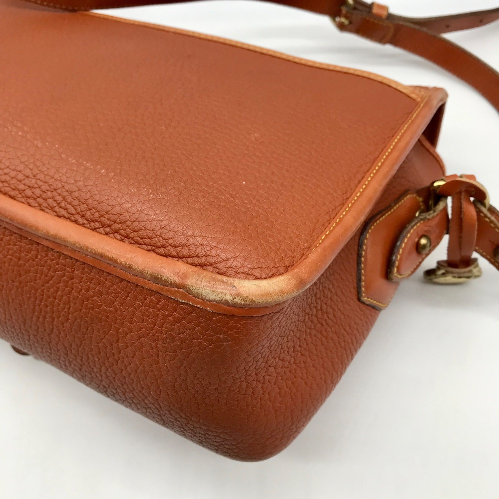 Dooney &amp; Bourke Peanut Brown Pebbled Grain Leather Carrier Crossbody