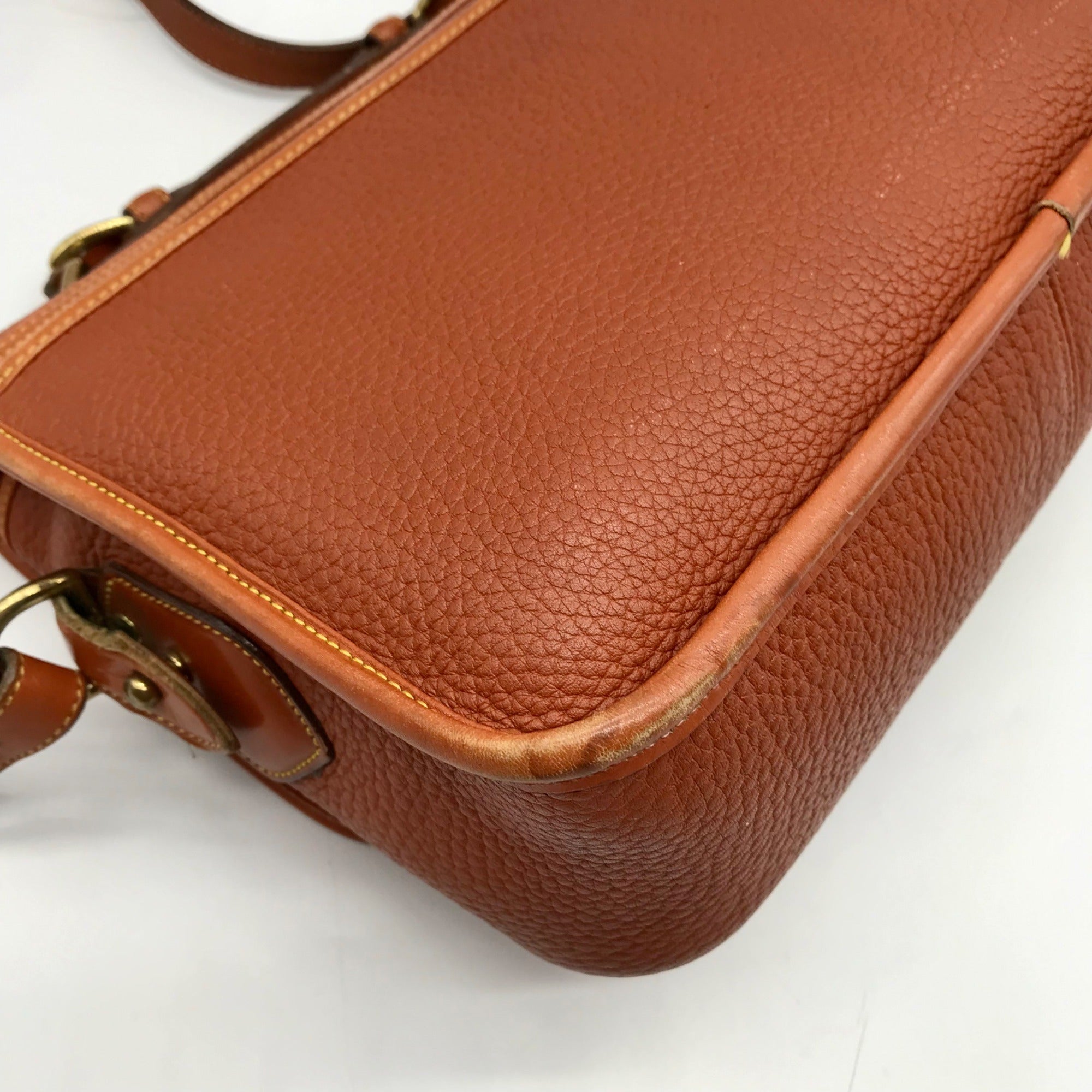 Dooney &amp; Bourke Peanut Brown Pebbled Grain Leather Carrier Crossbody