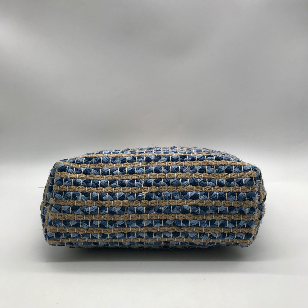 America &amp; Beyond Blue &amp; Cream Woven Wool Tote Bag