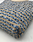 America & Beyond Blue & Cream Woven Wool Tote Bag