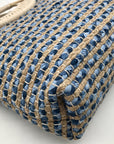 America & Beyond Blue & Cream Woven Wool Tote Bag
