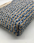 America & Beyond Blue & Cream Woven Wool Tote Bag