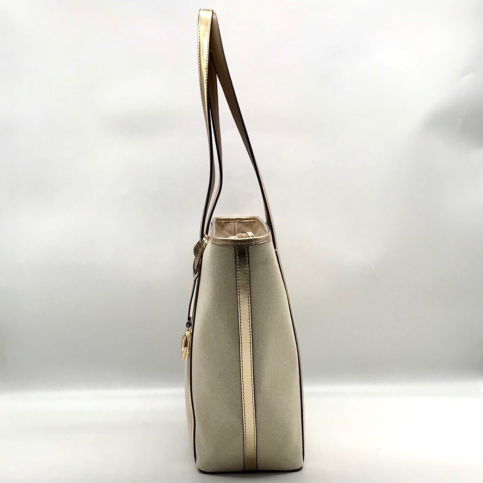 Michael Kors Pale Gold Large Jet Set Travel Top Zip Tote Bag