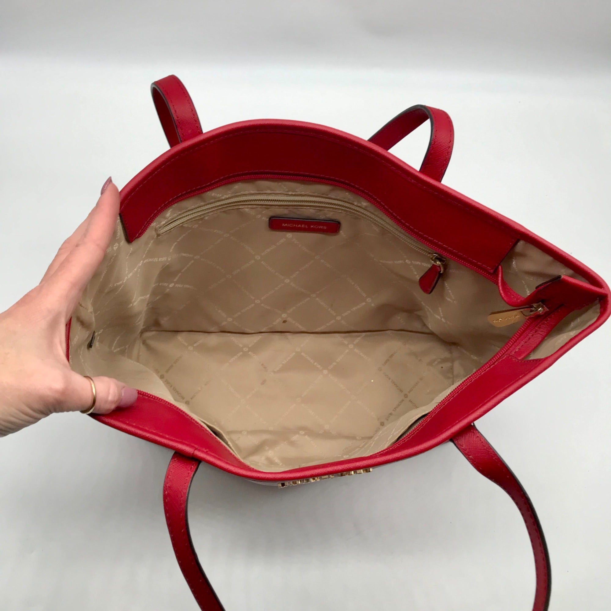 Michael Kors Jet Set Red Saffiano Leather Tote