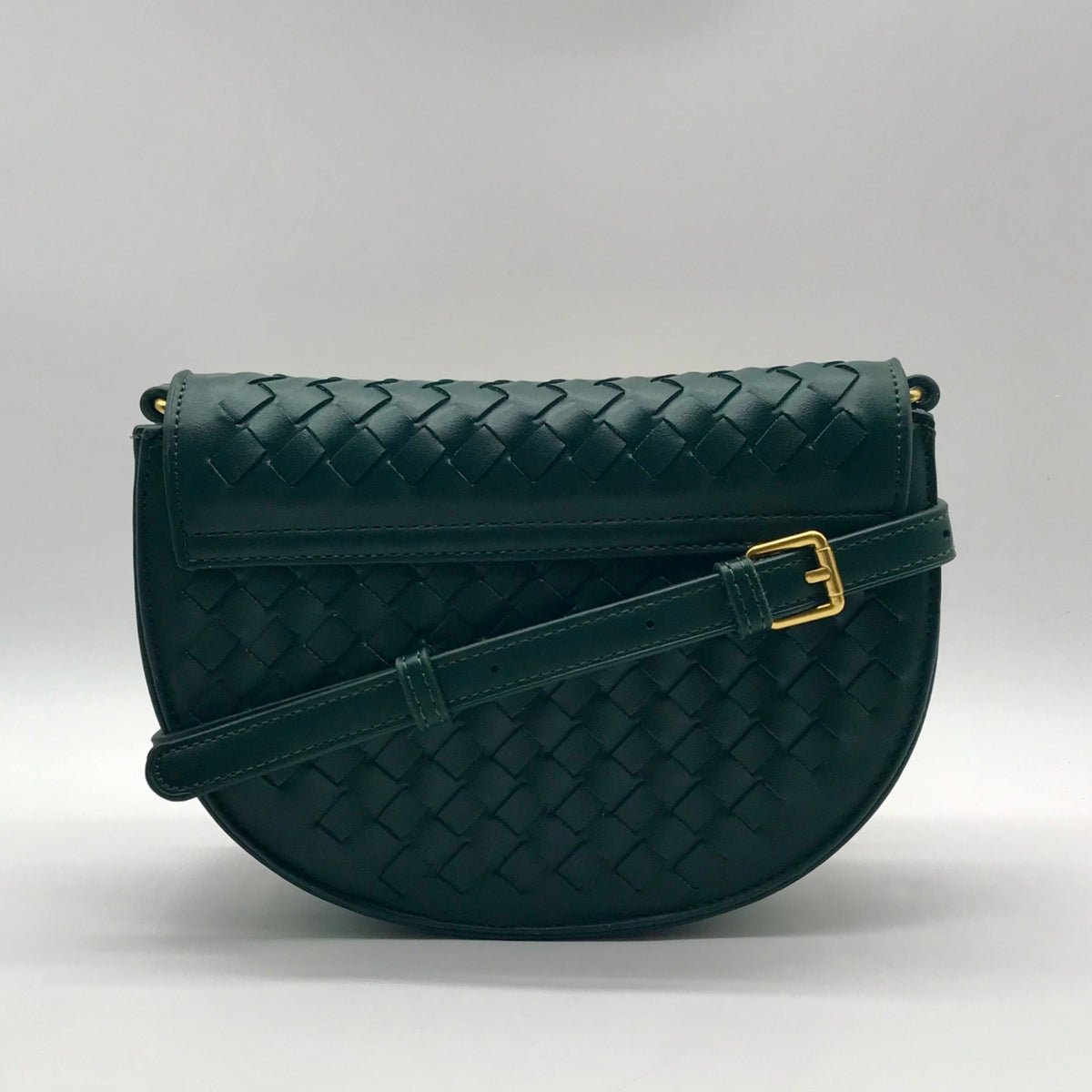 Urban Expression Green Woven Faux Leather Alise Crossbody Bag