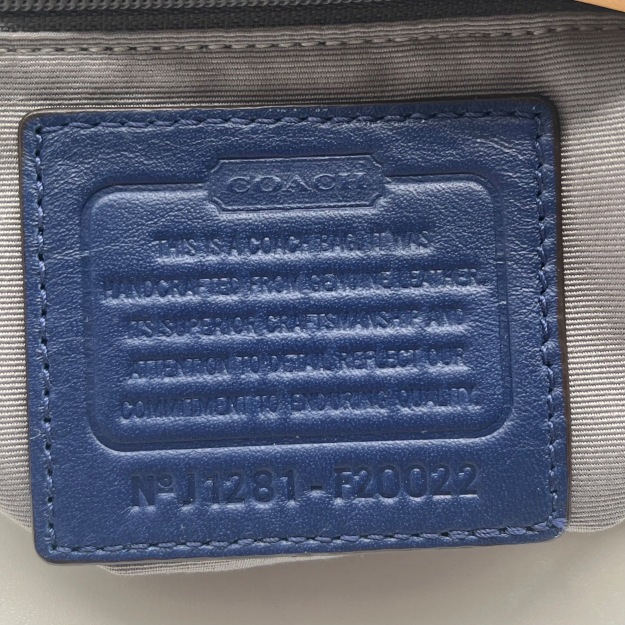 Coach Navy Blue Patent Leather Peyton Shoulder Bag-F20022